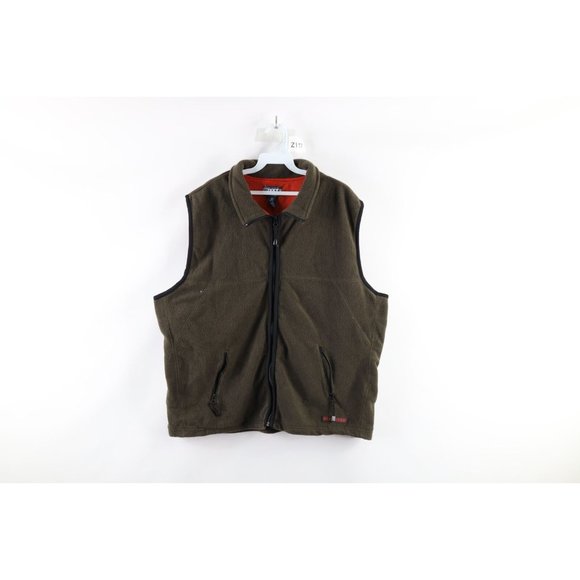 Vintage Other - Vintage 90s Streetwear Mens 2XL XXL Full Zip Fleece Vest Jacket Olive Green